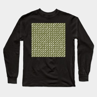 Lines and obliques, Organic strokes in linear formation, minimalist olive green and white Long Sleeve T-Shirt